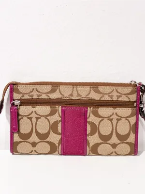Coach Signature Zippy Wallet 48691B in Khaki/Fuchsia thumbnail 5
