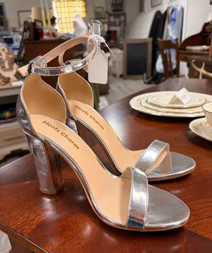 Silver block heels Size 8 thumbnail 1