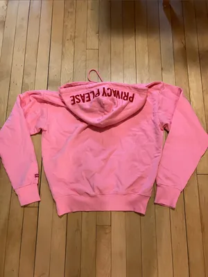 The Standard Label Pink Privacy Please Red Statement Hoodie Sweatshirt Size XS thumbnail 2