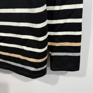 J McLaughlin Black White Striped Sweater Womens Large EUC thumbnail 4