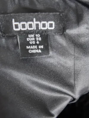 Boohoo Bandeau Satin A-Line Mini Dress Black Size 6 thumbnail 4