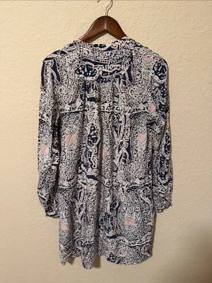 Anthropologie Tiny Floral-Print Dress in Navy and Pink thumbnail 4