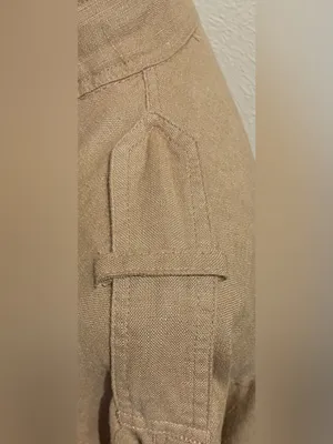 Zara Basic Women’s Size XS Tan 100% Linen Jacket Brown Utility Military Safari thumbnail 5
