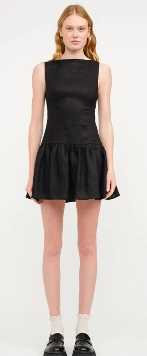 Sofie The Label Madelyn Drop Waist Linen Mini Dress Black thumbnail 1