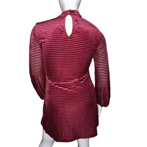 Lulus Ticket to Chic striped velvet balloon sleeve dress thumbnail 7