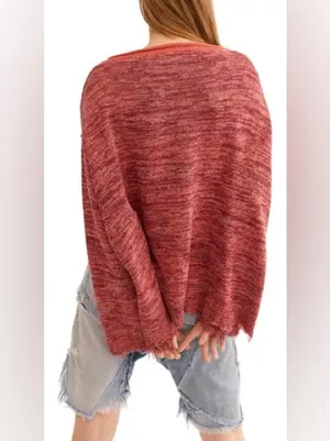 Free People Linen Prism Spacedye Red Slouchy Sweater S thumbnail 4