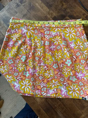 VANS Floral Retro Pull-On Stretch Mini Skirt Size M Mod Skater Y2K Indie 90s thumbnail 6