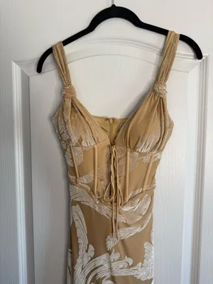 Oh Polly Tan & White Mini Dress Size 2 thumbnail 6