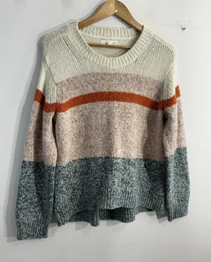 Womans Lori Grey For Loft Long Sleeve Pullover Sweater Large Multicolor thumbnail 1