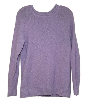L.L. Bean Womens Lavender Purple Textured Knit Raglan Crewneck Sweater Size M thumbnail 1
