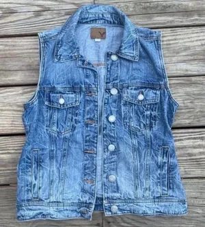 American Eagle Outfitters Light Blue Denim Vest thumbnail 1