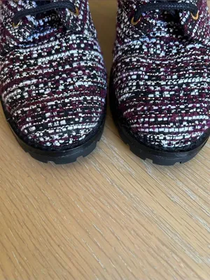 Tory Burch Miller Combat Tweed & Leather Lace Up Booties Burgundy/White 7.5 NWOT thumbnail 10