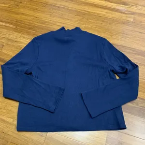 Ann Taylor Weekend Mock Neck‎ Top Womens Medium Ruffle Trim Long Sleeve Pullover thumbnail 3