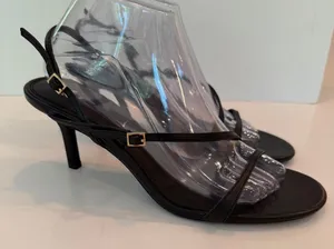 Zara Slingback Strappy Heels Sz 40 / 9 Black Shoes Stilettos thumbnail 1