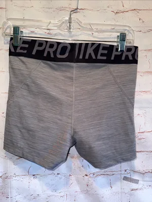 Nike Pro Gray Compression Bike Shorts Black Waistband Large spandex volleyball thumbnail 3