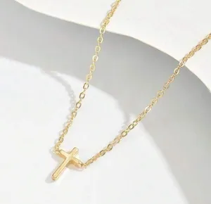 Gold Cross Pendant Necklace thumbnail 1