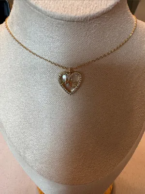 Gold Heart Pendant Necklace with Crystal Accents - Women Jewelry thumbnail 1