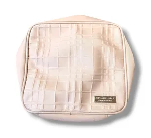 Burberry Adora Zip Cosmetic Bag Beige Plaid Texture‎ Travel Case thumbnail 1