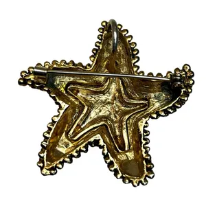 Starfish Gold Tone Chunky Brooch Pin Pendant Beach Tropical Sea Ocean Life thumbnail 2