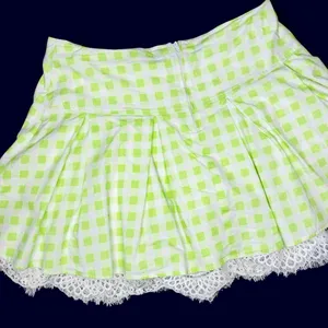 Hot Topic Green & White Gingham Lace Trim Bow Mini Skirt thumbnail 2