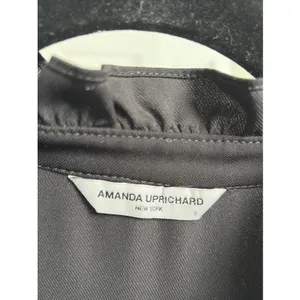Amanda Uprichard Tiered Mini Dress Womens Size S Black Ruffle Neck Long Sleeve thumbnail 3