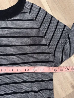 Aritzia Tna gray black striped raglan thermal long sleeve pullover sweater XS thumbnail 6