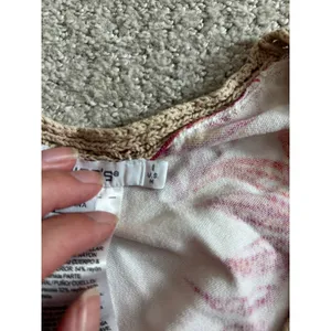 Chico's Tropical Floral Sweater Women‎ 1 M White Orange Crochet Trim Boho Resort thumbnail 5