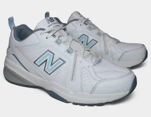 New Balance 608v5 Women 9.5 B White Blue Leather Cross Trainers thumbnail 1