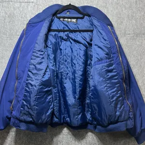 Vintage 90s Bomber Jacket Mens Large Blue Wear Me Out‎ Zip Up thumbnail 5