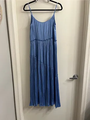 Vince Tiered Asymmetric Midi Dress Pale Fountain Medium thumbnail 8
