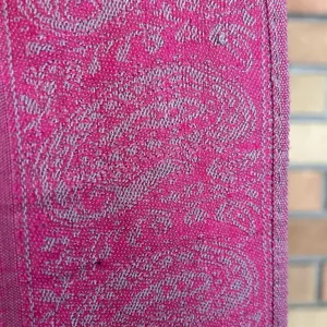 Cashmere Boho Pink Paisley Printed Scarf Wrap Shawl Fringe 70x23” READ thumbnail 5