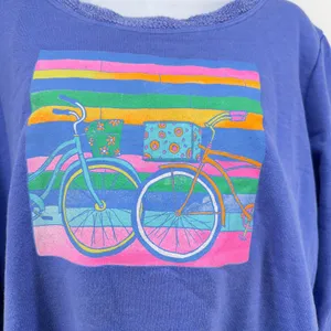 NWT Fresh Produce Two Bikes Sunset Sweatshirt Peri Blue French Terry S SM USA thumbnail 3