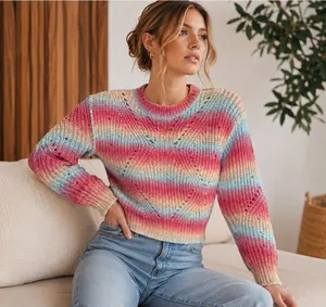 ASTR The Label Pink Long Sleeve Size Small Sweater Top Striped Soft Blue Yellow thumbnail 1