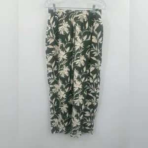 Abercrombie & Fitch Women's Green Floral‎ Linen Blend Pull On Pants Size Small thumbnail 2