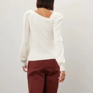 Marissa Webb White Asymmetric Sweater Top MEDIUM Business Casual Cottage $255 thumbnail 2
