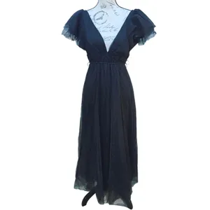 Baltic Born NWOT Anabella Tulle Dress Black Maxi Ruffle Sleeve Party‎ Evening M thumbnail 4