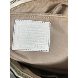 Coach Signature Stripe Perforated Leather Shoulder Bag Tote EUC thumbnail 6