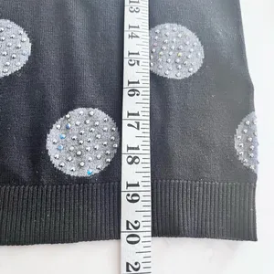 Alice + Olivia Black Gray Wool Polka Dot Rhinestone Embellished Crew Sweater XS thumbnail 7