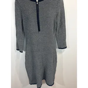 Lauren Ralph Lauren Knit Dress Black White Geometric Pattern 3/4 Sleeves‎ Medium thumbnail 3