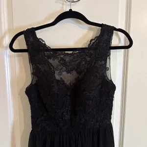 Azazie Elly Black A Line Lace Scoop Neck Chiffon Dress Size A2 Black Tie Wedding thumbnail 2