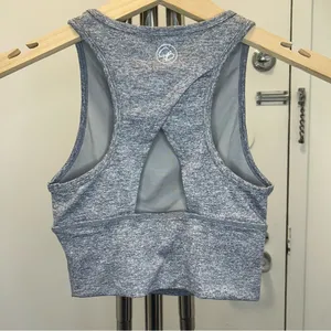 Celestial Bodiez Cropped High Neck Bra Top in Gray with a Cut Out Back thumbnail 4