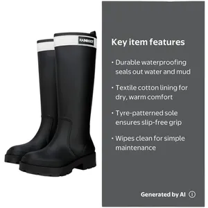 BRAND NEW ~ Women's Black Waterproof Rubber Knee High Rain Garden Boots ~ Size 7 thumbnail 2