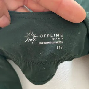 OFFLINE by Aerie Real Me Xtra Sports Bra L Dark Green Scoop Neck Yoga thumbnail 4