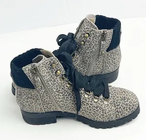 OTBT Lakewood Leather Animal Print Side Zipper Lace Up Faux Fur Lined Boots 8 thumbnail 13