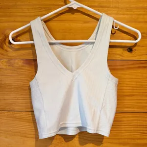 Lululemon Ribbed Softstreme Cropped Tank Top Light Vapor 0 W1EDFS Sleeveless thumbnail 2