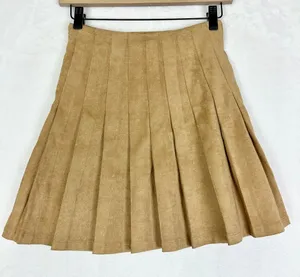 Julie Brown Kirby Skirt Size XS NEW Mocha Suede Pleated Preppy Academia Neutral thumbnail 1
