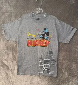Disney Parks “Celebrate Mickey” Grey Short Sleeve T-Shirt Medium women’s #763 thumbnail 1