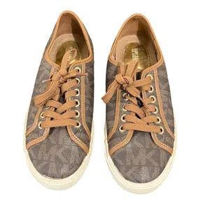 Michael Kors‎ Signature Logo Canvas Lace Up Sneakers Brown Women's Size 6M thumbnail 3
