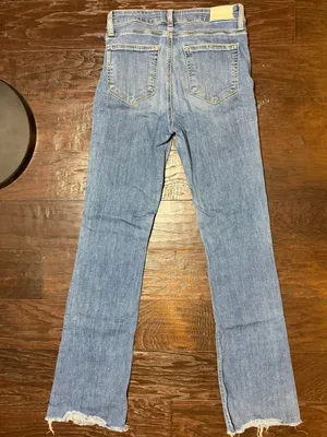 PAIGE Jeans Womens Size 27 Blue Wash Raw Hem Kick Flare Slim Bootcut Denim thumbnail 3