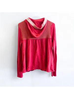 Free People Elga Babydoll Wool Hooded Cardigan Red Women XS thumbnail 7